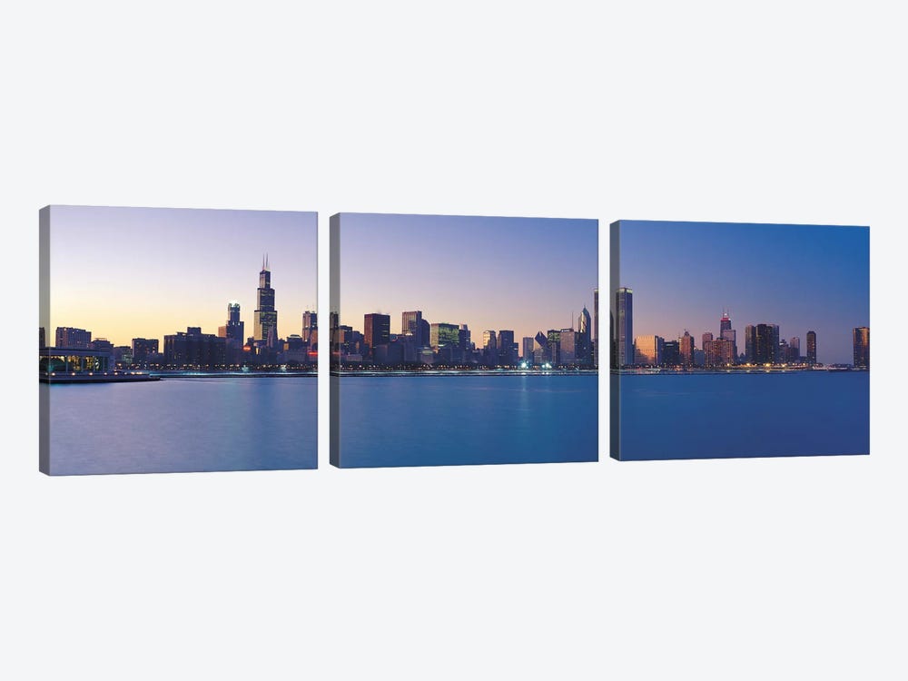 Chicago Panoramic Skyline Cityscape (Sunset) by Unknown Artist 3-piece Canvas Art
