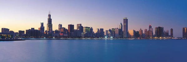 City Sunrises & Sunsets: Chicago Panoramic Skyline Cityscape (Sunset) by Unknown Artist