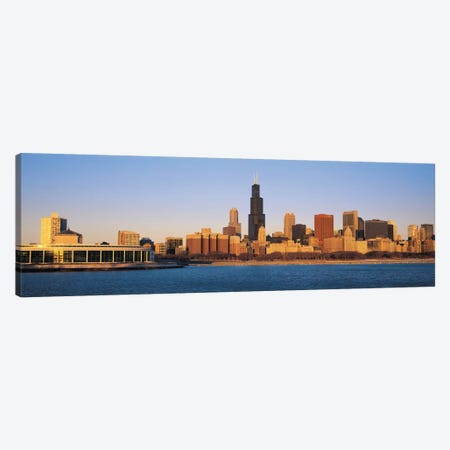 Chicago Panoramic Skyline Cityscape (Sunset) Canvas Print #6278} by Unknown Artist Canvas Art