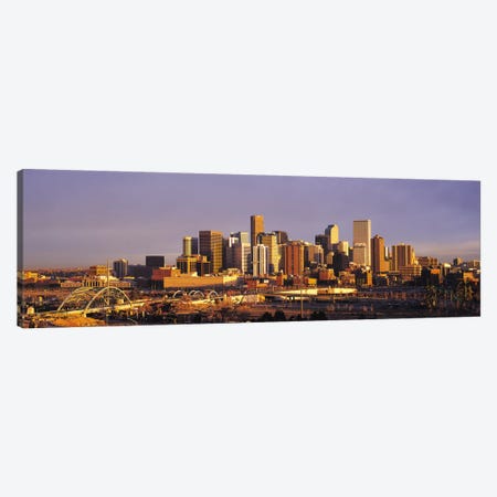 Denver Panoramic Skyline Cityscape (Sunset) Canvas Print #6285} by Unknown Artist Canvas Wall Art