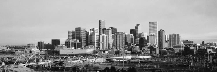 Denver Panoramic Skyline Cityscape (Black & White - Sunset)