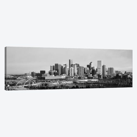 Denver Panoramic Skyline Cityscape (Black & White - Sunset) Canvas Print #6286} by Unknown Artist Canvas Art