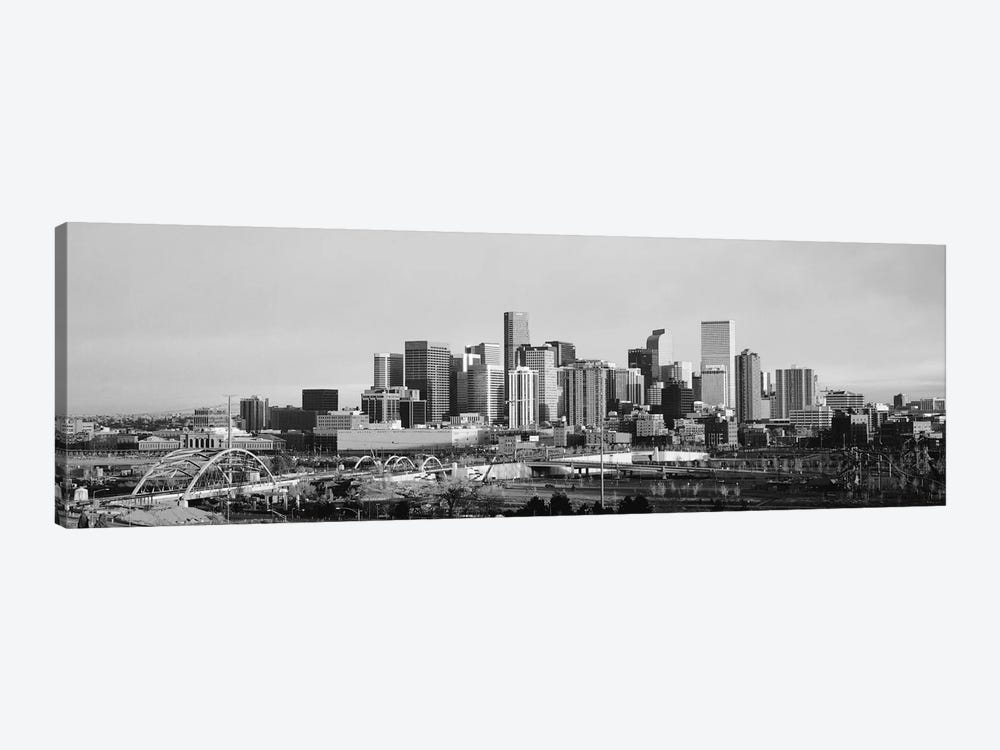 Denver Panoramic Skyline Cityscape (Black & White - Sunset) 1-piece Canvas Print