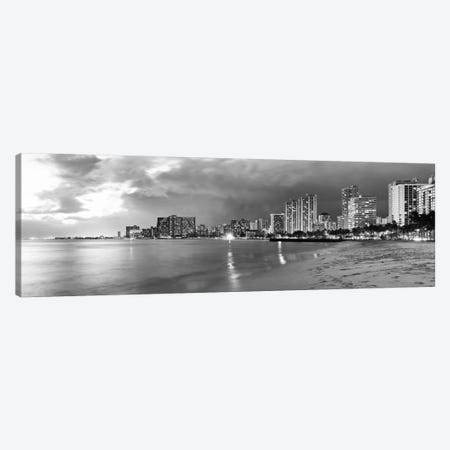 Honolulu Panoramic Skyline Cityscape (Black & White - Sunset) Canvas Print #6289} by Unknown Artist Canvas Print
