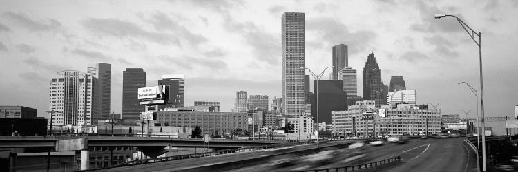 Houston Panoramic Skyline Cityscape (Black & White - Sunset)