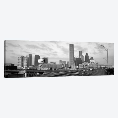 Houston Panoramic Skyline Cityscape (Black & White - Sunset) Canvas Print #6290} by Unknown Artist Canvas Artwork
