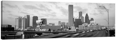Houston Panoramic Skyline Cityscape (Black & White - Sunset) Canvas Art Print - Black & White Cityscapes