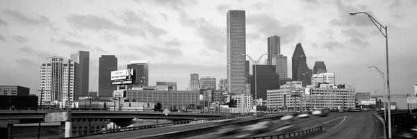 Black & White Cityscapes: Houston Panoramic Skyline Cityscape (Black & White - Sunset) by Unknown Artist