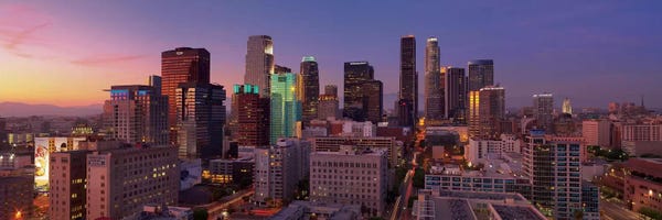 City Sunrises & Sunsets: Los Angeles Panoramic Skyline Cityscape (Sunset) by Unknown Artist