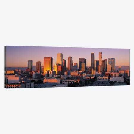 Los Angeles Panoramic Skyline Cityscape (Sunset) Canvas Print #6296} by Unknown Artist Canvas Art Print