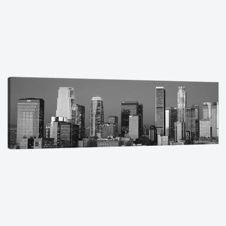 Los Angeles Panoramic Skyline Cityscape (Black & White - Sunset) Canvas Print #6297} by Unknown Artist Canvas Print
