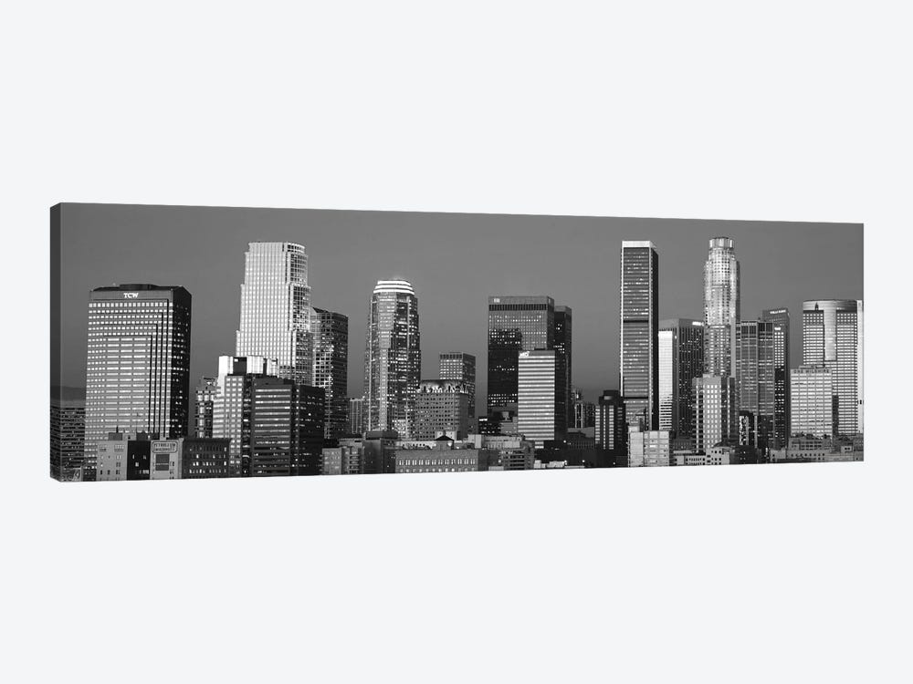 Los Angeles Panoramic Skyline Cityscape (Black & White - Sunset) by Unknown Artist 1-piece Art Print