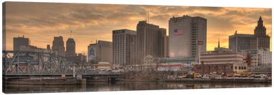 Newark Panoramic Skyline Cityscape (Sunset) Canvas Art Print - City Sunrise & Sunset Art