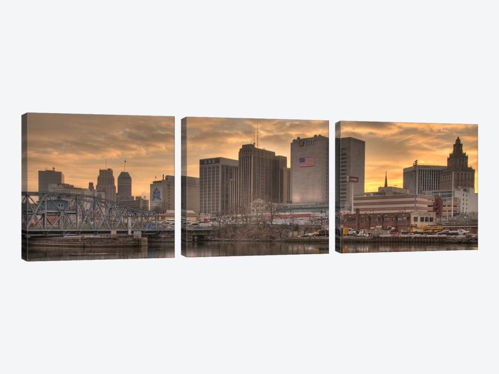 Newark Panoramic Skyline Cityscape (Sunset) by Unknown Artist 3-piece Canvas Art