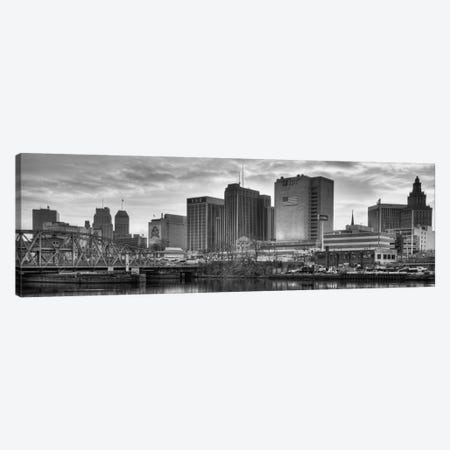 Newark Panoramic Skyline Cityscape (Black & White - Sunset) Canvas Print #6301} by Unknown Artist Canvas Wall Art