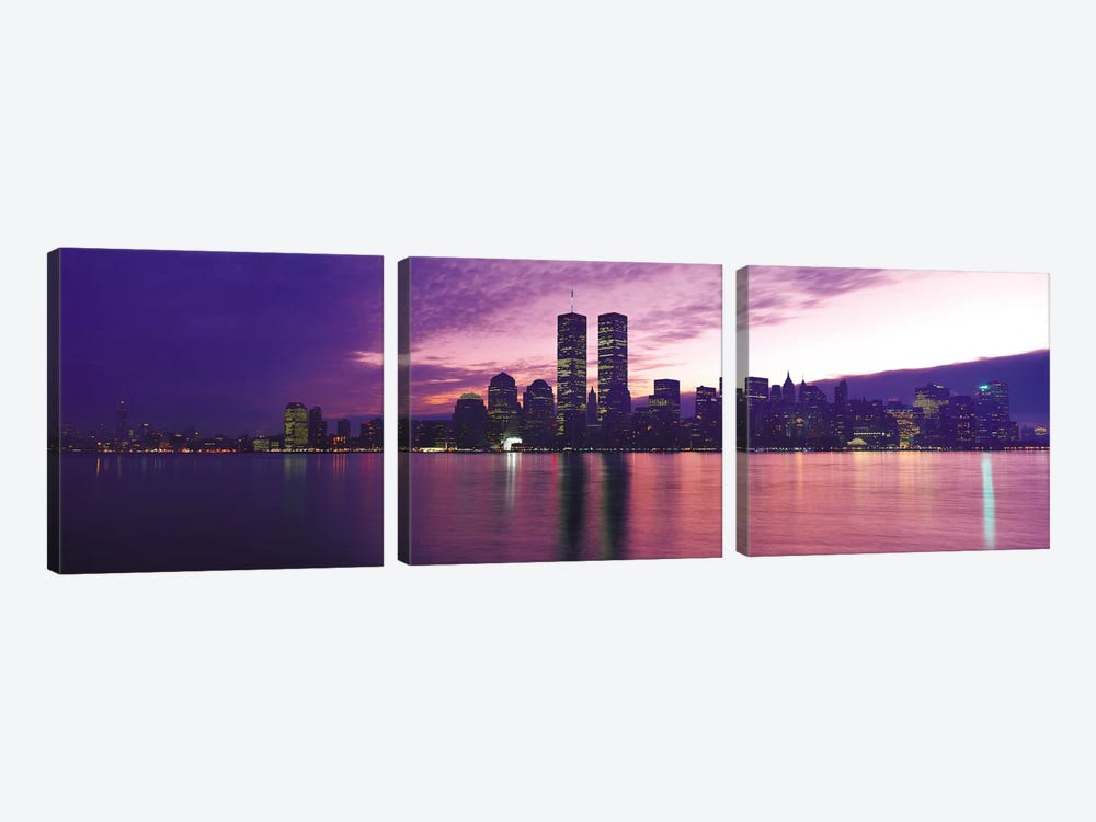 New York Panoramic Skyline Cityscape (Sunset) by Unknown Artist 3-piece Canvas Art Print