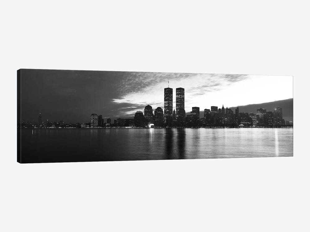 New York Panoramic Skyline Cityscape (Black & White - Sunset) by Unknown Artist 1-piece Canvas Art