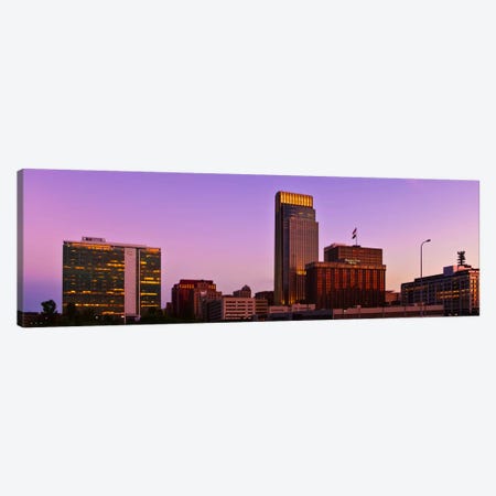 Omaha Panoramic Skyline Cityscape (Sunset) Canvas Print #6307} by Unknown Artist Canvas Print