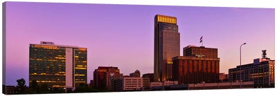 Omaha Panoramic Skyline Cityscape (Sunset) Canvas Art Print - Omaha Art