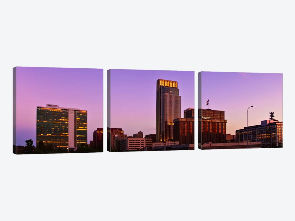 Omaha Panoramic Skyline Cityscape (Sunset) by Unknown Artist 3-piece Canvas Art Print