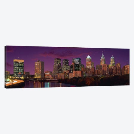 Philadelphia Panoramic Skyline Cityscape (Sunset) Canvas Print #6308} by Unknown Artist Canvas Wall Art
