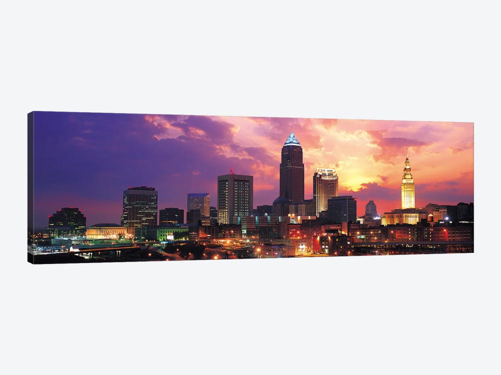 Cleveland Panoramic Skyline Cityscape (Sunset) by Unknown Artist 1-piece Canvas Print