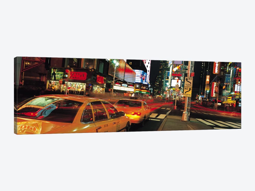 New York Panoramic Skyline Cityscape (Times Square at Night) 1-piece Canvas Art Print