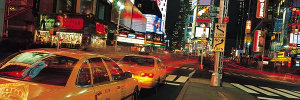 Times Square: New York Panoramic Skyline Cityscape III (Times Square at Night) by Unknown Artist