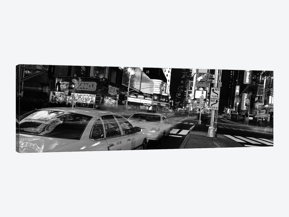 New York Panoramic Skyline Cityscape (Black & White - Times Square at Night) by Unknown Artist 1-piece Canvas Artwork