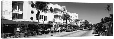 Miami Panoramic Skyline Cityscape (Black & White - South Beach) Canvas Art Print - Black & White Cityscapes