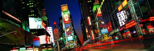 Times Square: New York Panoramic Skyline Cityscape II (Times Square - Night) by Unknown Artist