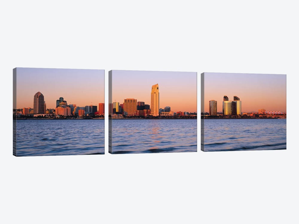 San Diego Panoramic Skyline Cityscape (Sunset) by Unknown Artist 3-piece Canvas Print