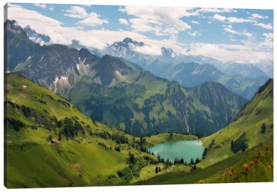 Swiss Alps Spring Mountain Landscape Canvas Art Print - Valley Art