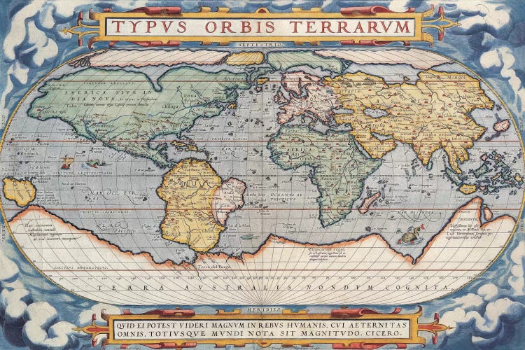 Antique Map of The World, 1570 by Unknown Artist wall art