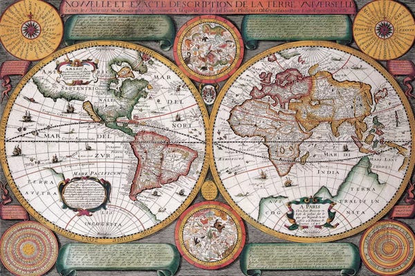 Antique Map, Terre Universelle, 1594