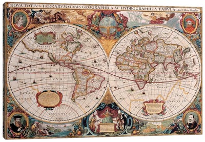 Antique World Map Canvas Art Print