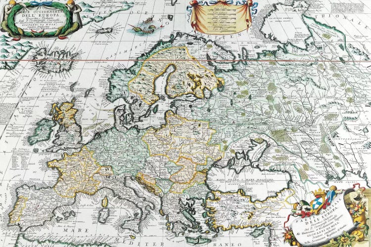 Antique Map of Europe by Unknown Artist canvas print