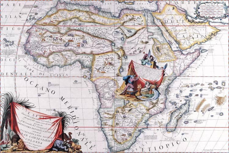 Antique Map of Africa by Unknown Artist wall art