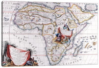 Antique Map of Africa Canvas Art Print - Antique & Collectible Art