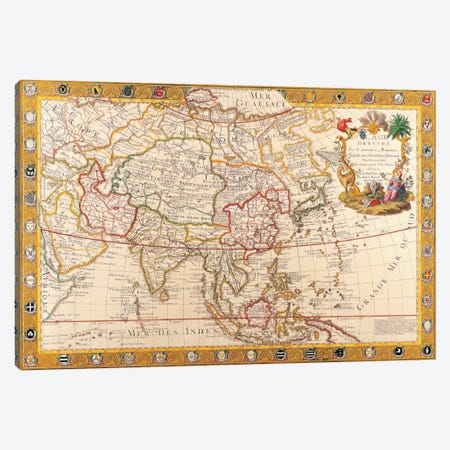 Antique Map of Asia Canvas Print #7022} by Unknown Artist Canvas Wall Art