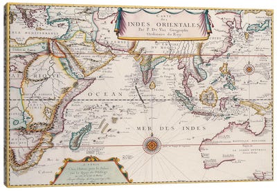 Antique Map of Indian Ocean Canvas Art Print - World Map Art