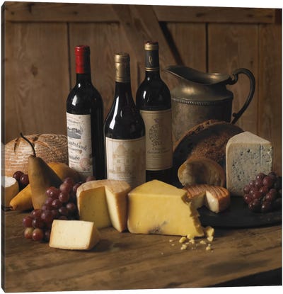 Wine & Cheese Canvas Art Print - Vineyard Art