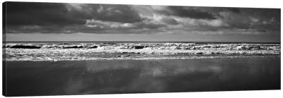 Ocean (Black & White) Canvas Art Print - Sandy Beach Art