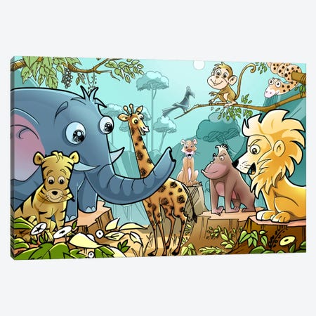 Jungle Cartoon Animals Canvas Print #7100} by Unknown Artist Art Print