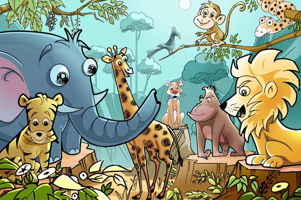 Elephants: Jungle Cartoon Animals by Unknown Artist
