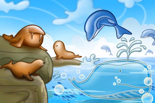 Walruses: Seals Dolphins & Whale by Unknown Artist
