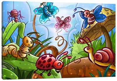 Cartoon Bugs Canvas Art Print - Caterpillars