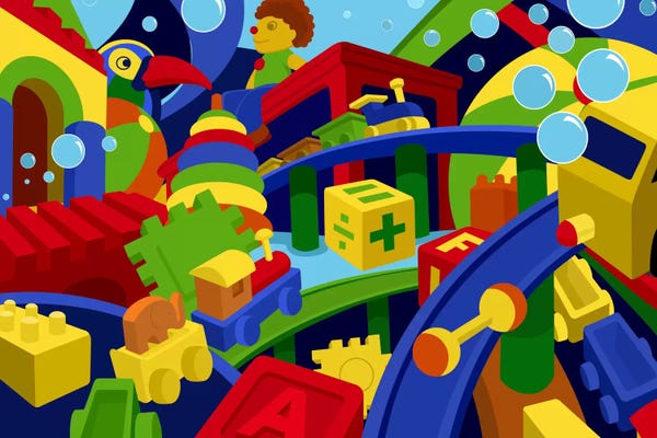 Toys & Collectibles: Colorful Toys Children Art by Unknown Artist