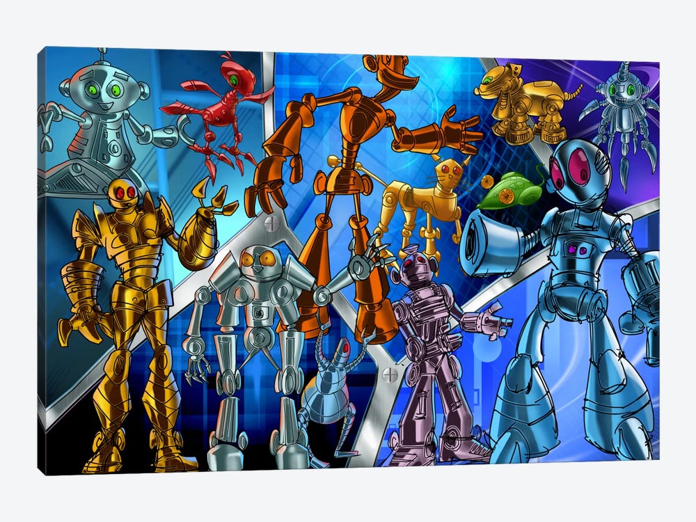 Cartoon Robots 1-piece Canvas Wall Art