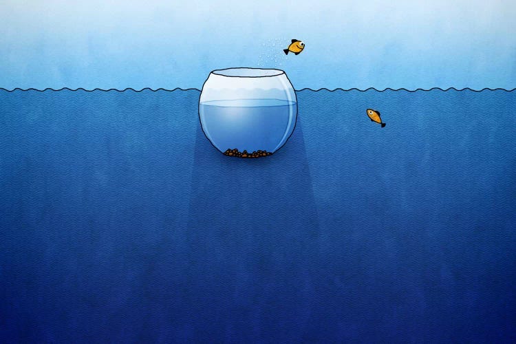 Fishbowl In The Ocean by Unknown Artist wall art